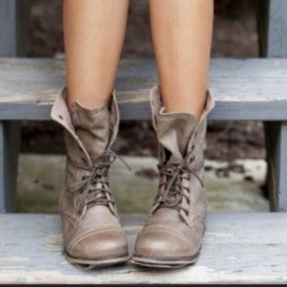 Steve Madden Troopa Leather Lace Up Combat Boots